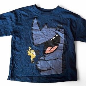 Zara Navy Shirt, Size 4-5 | Fun Rhino & Bird Cartoon, “Every Day is Fun Day”